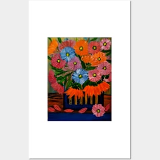 beautiful abstract flowers in a glass vase . Posters and Art